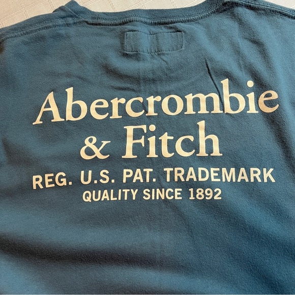 Abercrombie & Fitch Blue Spellout Soft AF Long Sleeve Tee Men's Medium - Picture 3 of 7